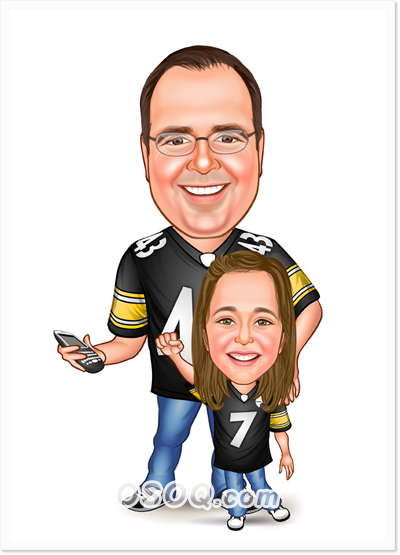 Father And Daughter Caricatures
