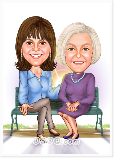 Mother And Daughter Caricatures