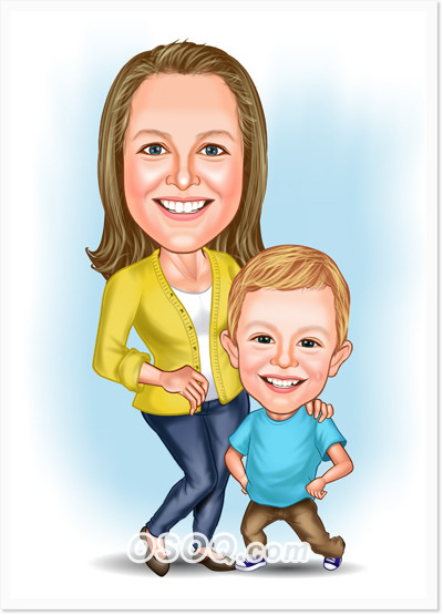 Mother And Son Caricatures