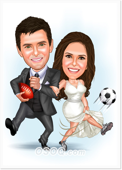Groom And Bride Caricatures