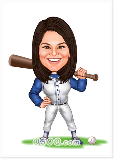 Baseball Girl Caricatures
