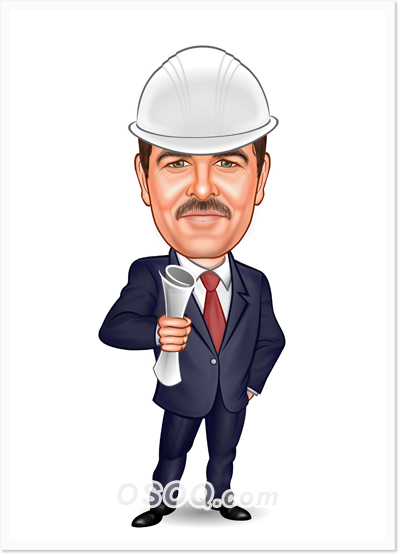 Construction Structural Engineer Caricature