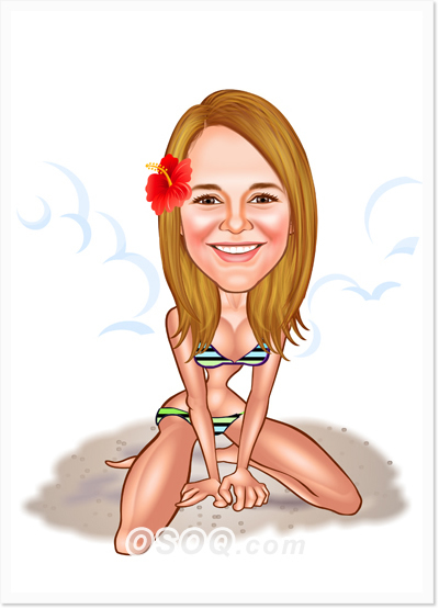 Beach Bikini Caricature