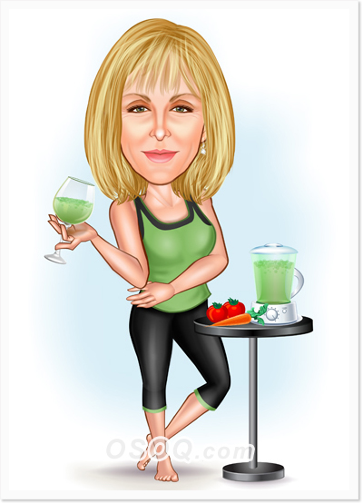 Fitness Exercise Girl Caricature