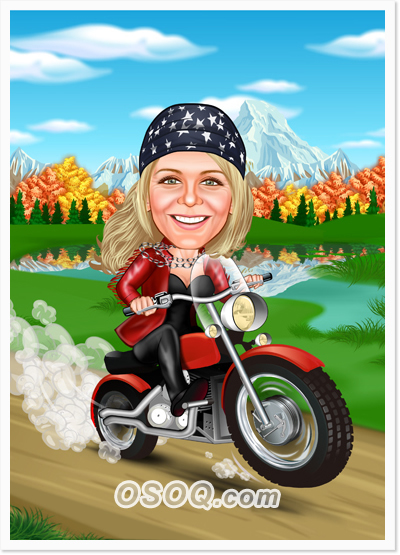 Motorcycle Biker Caricature