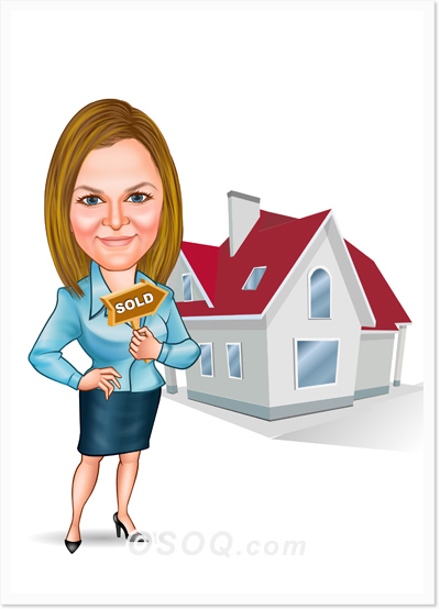 Female House Agent Caricature
