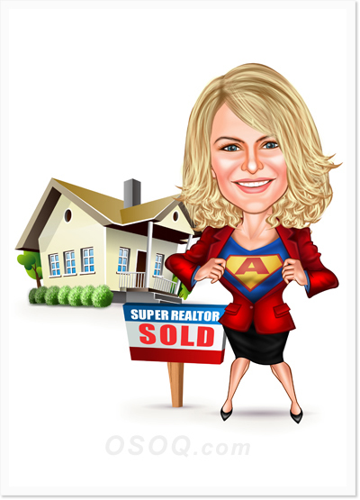 Female House Realtor Caricatures