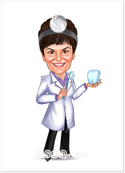 Medical Tooth Care Dentist Caricature