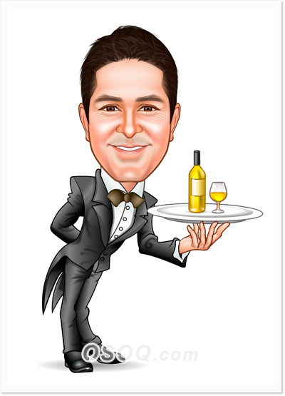 Restaurant Waiter Caricature