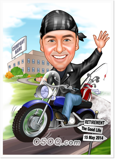 Motorcycle Retirement Caricatures