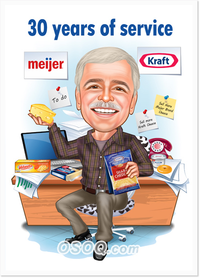 Food Company Employees Retirement Caricatures