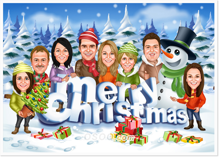 Christmas Company Group Caricatures
