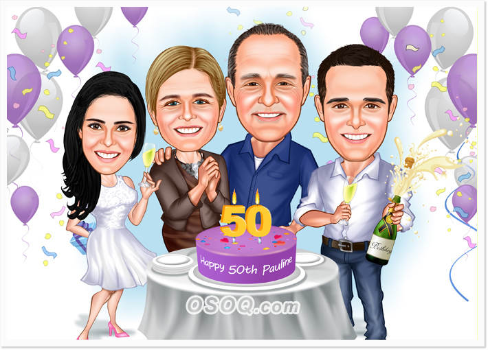 Birthday Party Group Caricatures