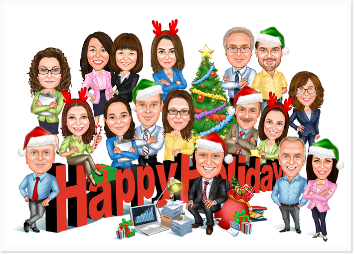 Happy Holiday Group Caricatures