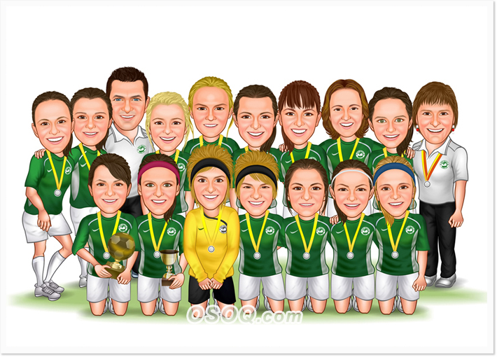 Volleyball Team Caricatures