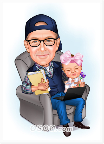 Grandparent and Grandson Caricatures