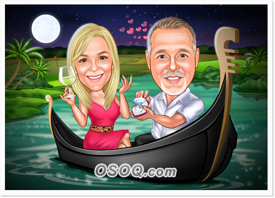 Romantic Proposal Caricatures