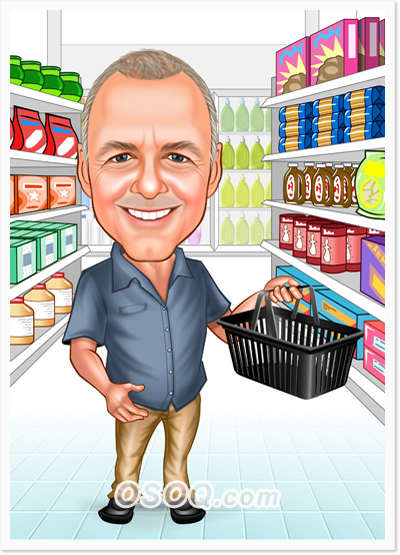 Supermarket Boy Caricatures