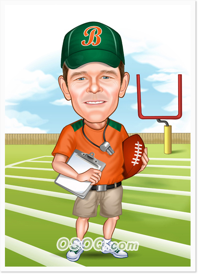 Football Team Trainer Caricature