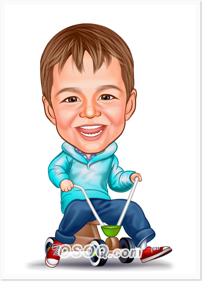 Kid Bicycle Caricature