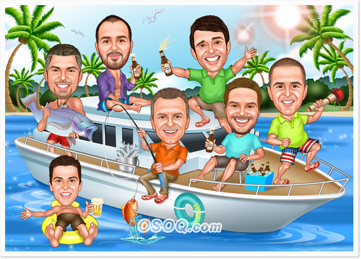 Fishing Club Caricatures