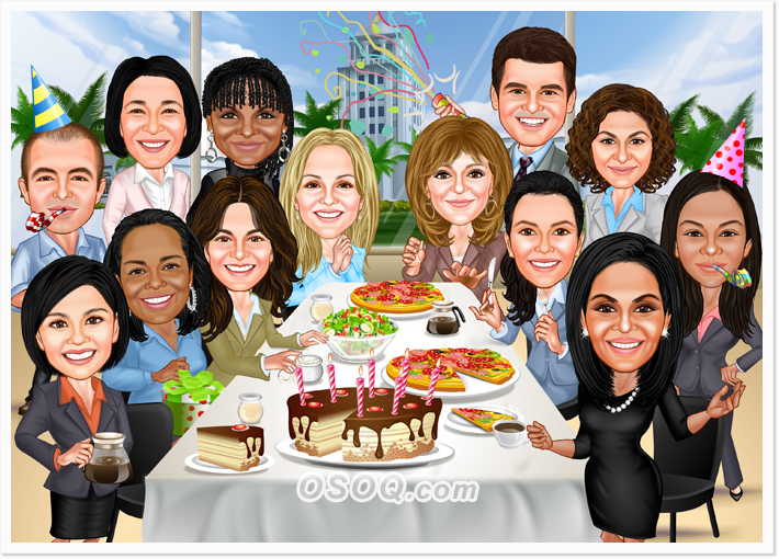 Company Party Group Caricatures