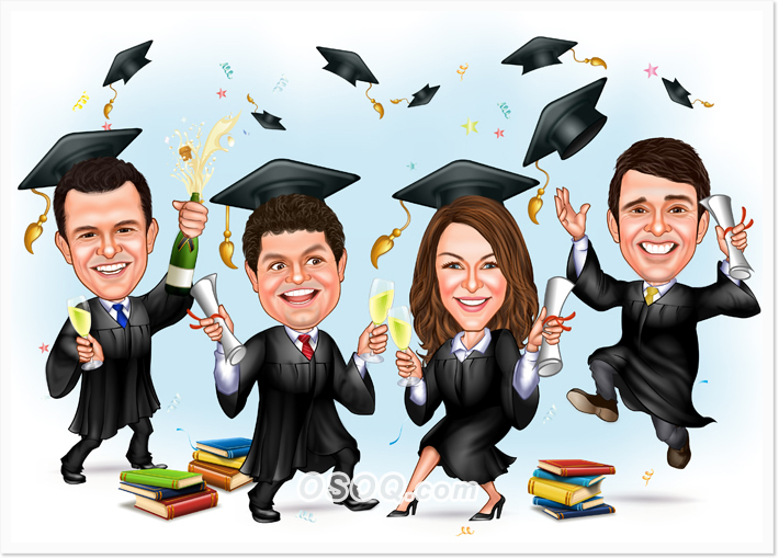 Graduation Ceremony Group Caricatures