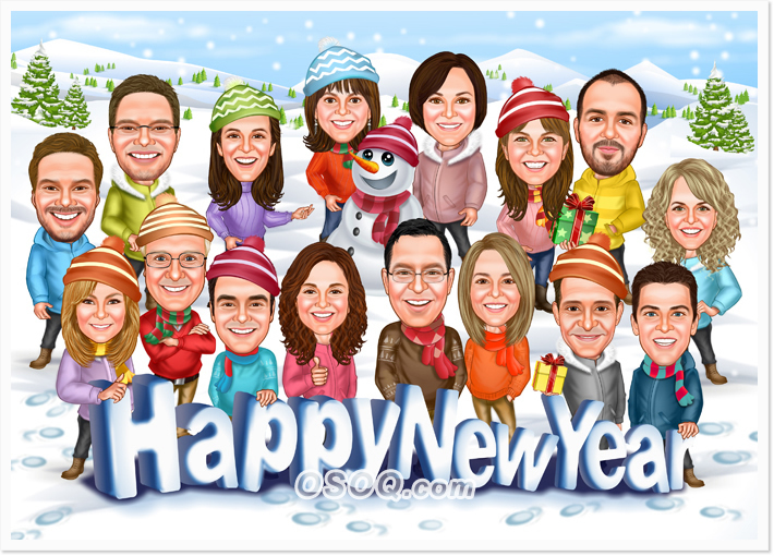 New Year Party Caricatures