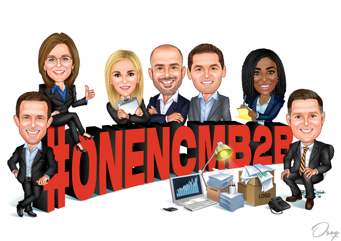Personalized Company Clerk Caricature