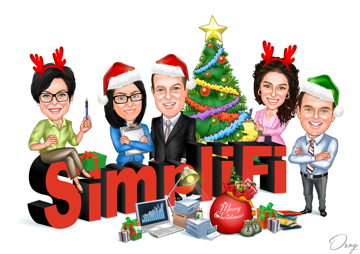 Personalized Christmas Caricature