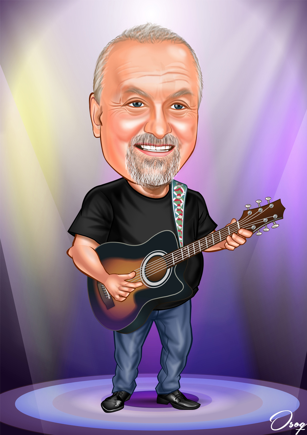 Cartoon Man Guitar Player