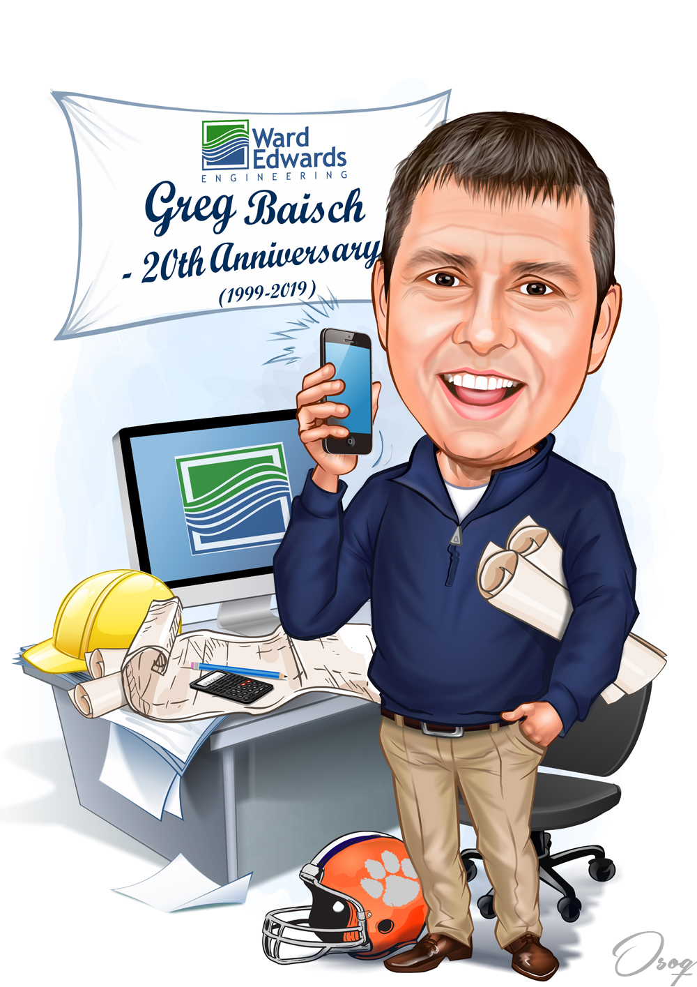 Cartoon Present Work Anniversary