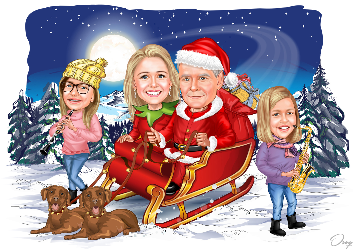 Christmas Cartoon Sleigh