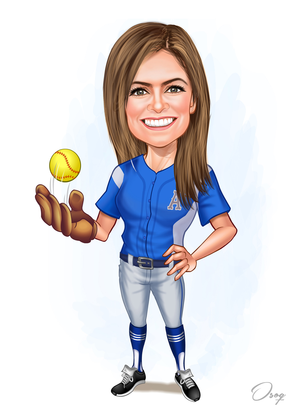 Girl Baseball Cartoon Character
