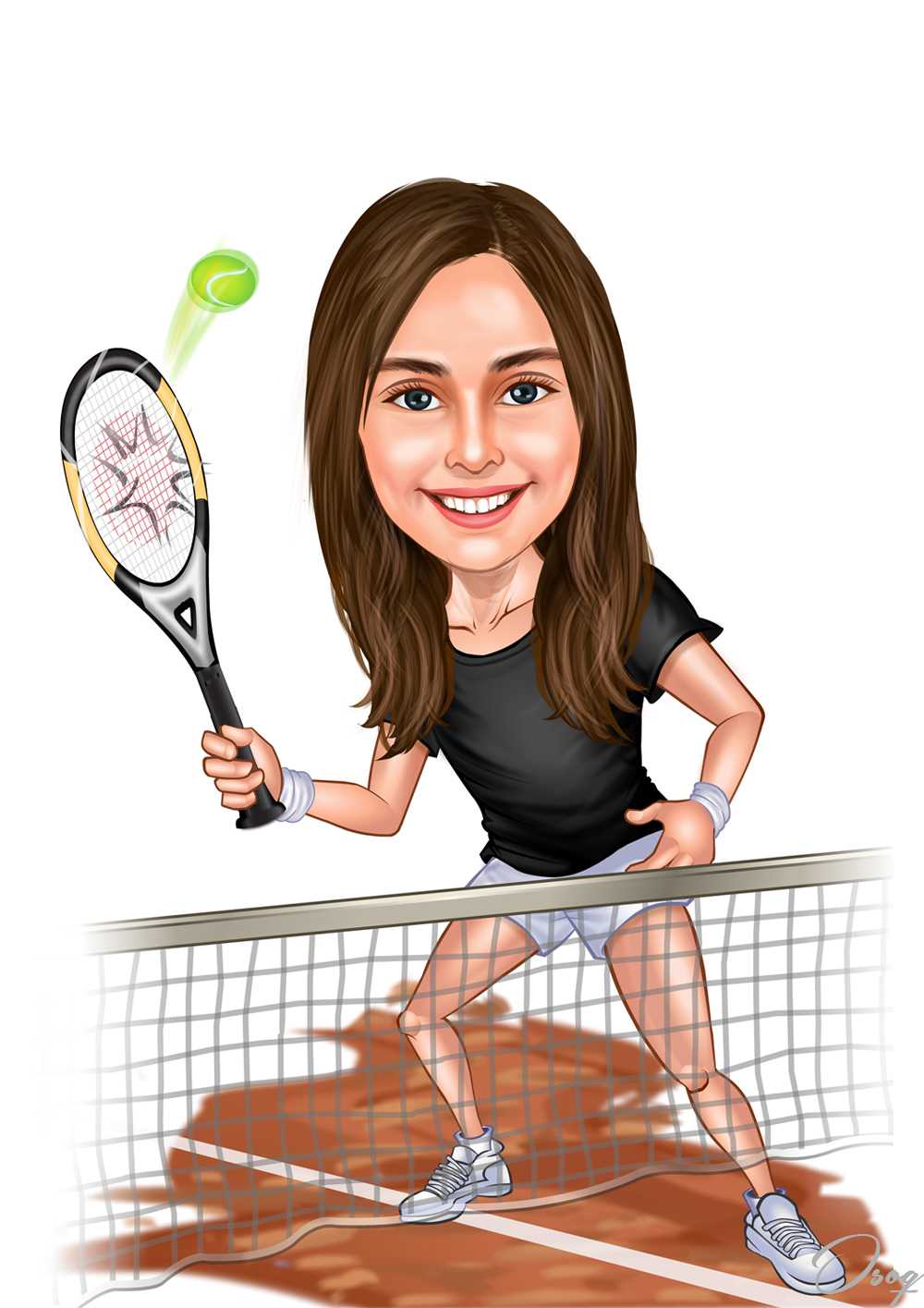 Girl Tennis Cartoon Character